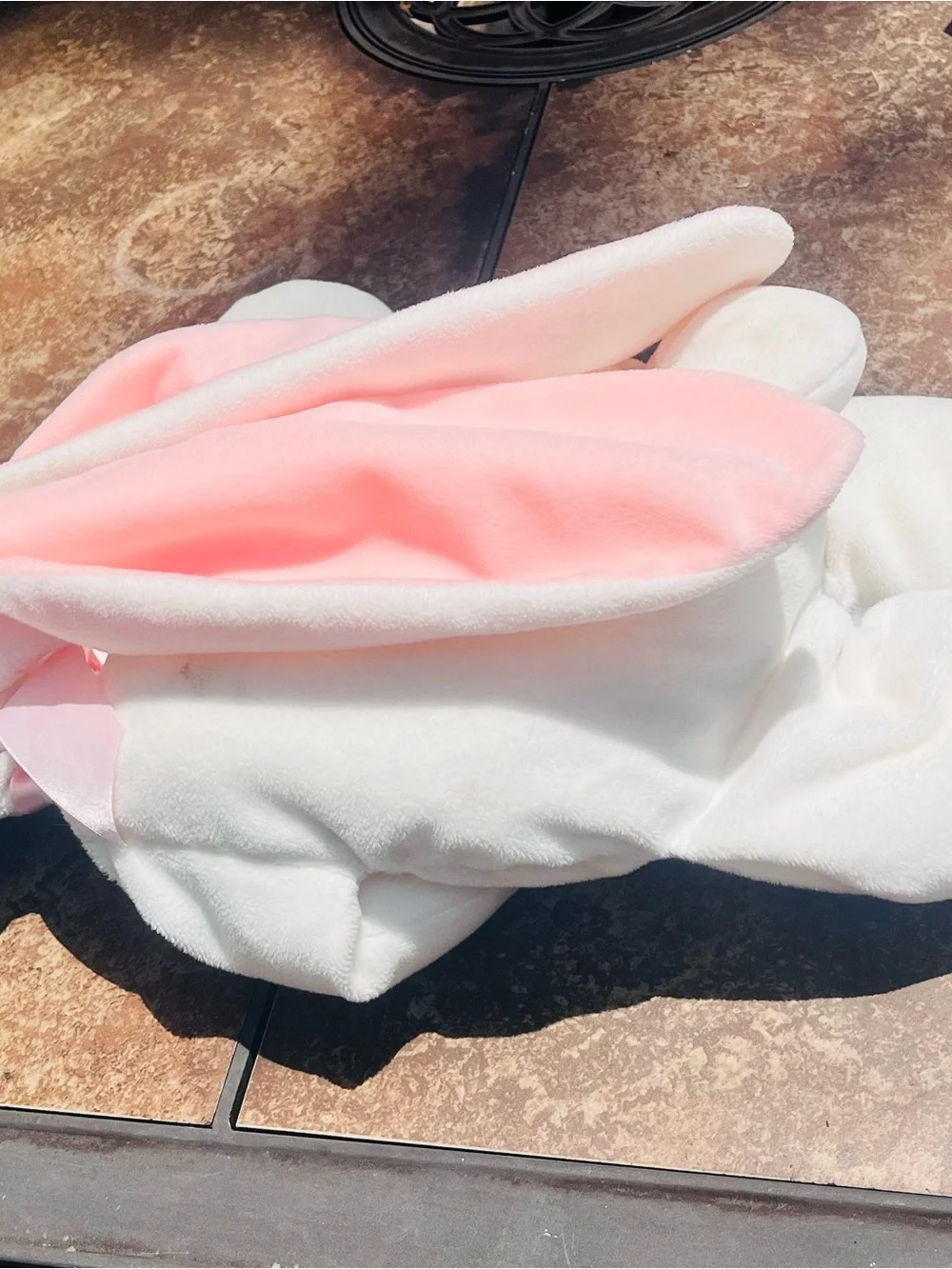 Plush Bunny Comforter Toy - White & Pink